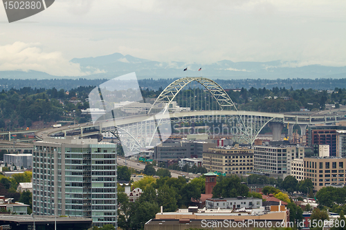 Image of Fremont Bridge over Industrial Area in Portland