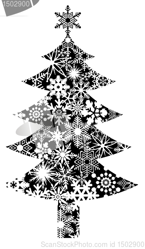 Image of Christmas Tree with Snowflakes Pattern