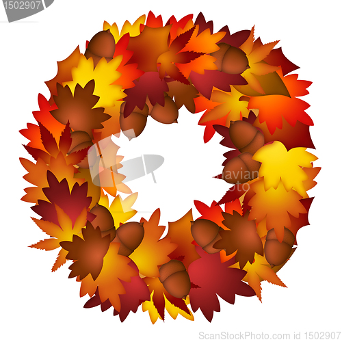 Image of Fall Leaves and Acorns Wreath