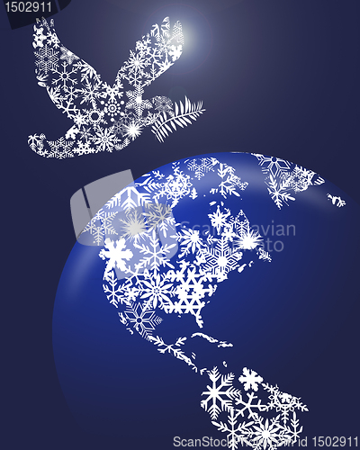 Image of Christmas Peace Dove On Earth