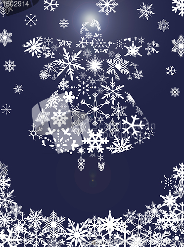 Image of Christmas Angel Flying with Snowflakes