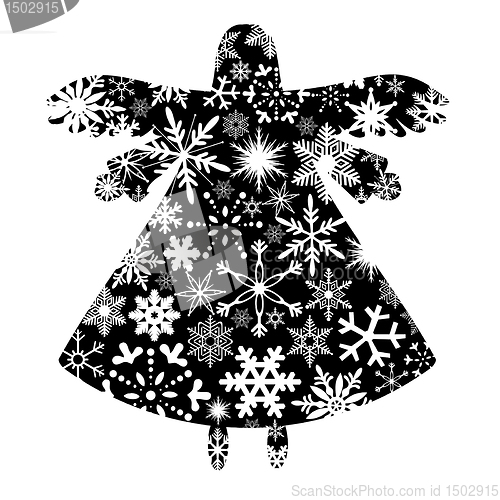 Image of Christmas Angel Silhouette with Snowflakes Design