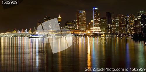 Image of Vancouver BC Skyline from Stanley Park at Night