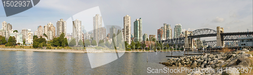 Image of Vancouver BC Skyline and Burrard Bridge Panorama