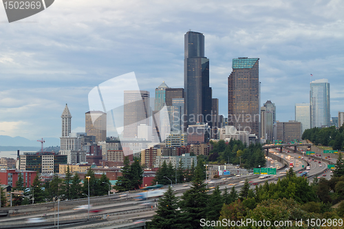 Image of Seattle Downtown Skyline on a Cloudy Day