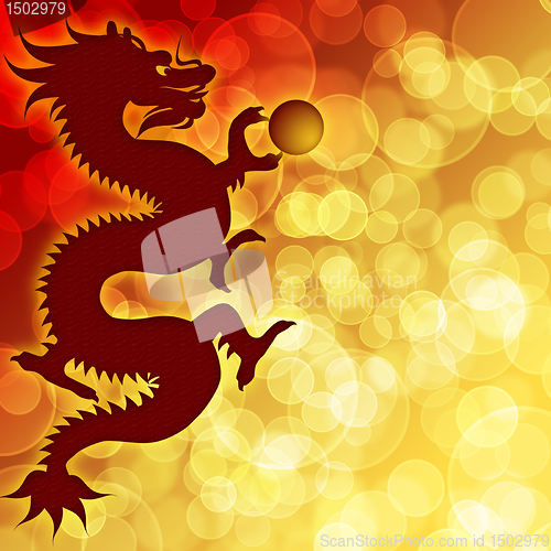 Image of Happy Chinese New Year Dragon with Blurred Background