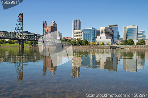 Image of Portland Downtown Skyline and Hawthorne Bridge