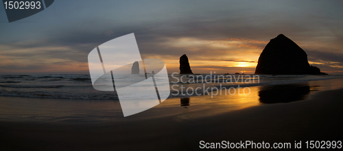 Image of Sunset Over Haystack Rock on Cannon Beach