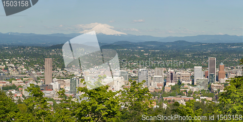 Image of Portland Oregon Cityscape and Mount Hood