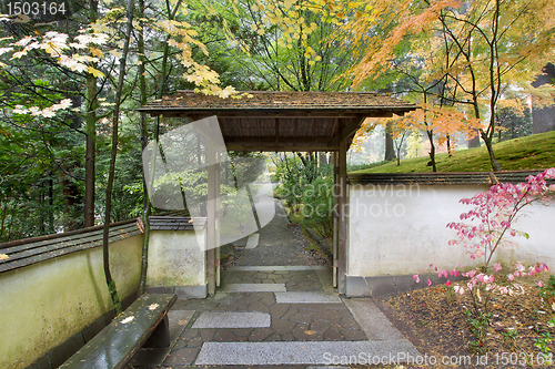 Image of Gate and Pathway in Japanese Garden