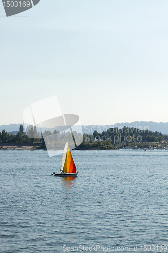 Image of Colorful Sailboat on the Columbia River