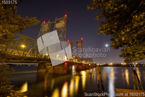 Image of Columbia River Crossing Interstate Bridge at Night