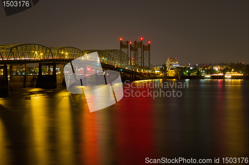 Image of Light Trails on Columbia River Crossing Bridge