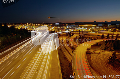 Image of Seattle Washington Highway Light Trails