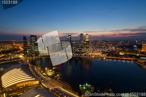 Image of Singapore Central Business District Skyline at Blue Hour
