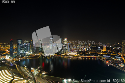 Image of Singapore Central Business District Skyline Night Scene