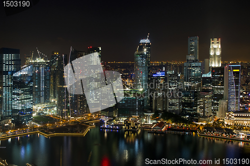 Image of Singapore Central Business District Skyline at Night