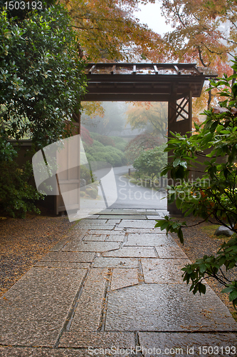 Image of Stone Path in Japanese Garden