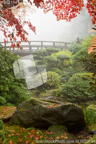 Image of Rock and Bridge at Japanese Garden