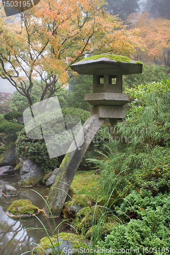 Image of Stone Lantern in Japanese Garden