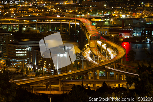 Image of City of Portland Light Trails on Marquam Freeway