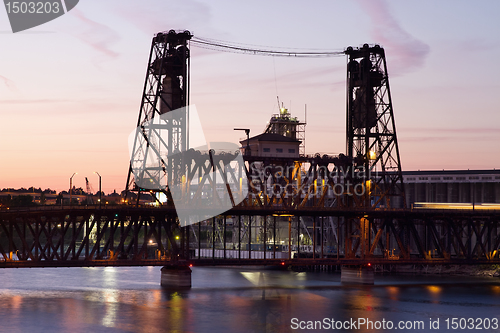 Image of Steel Bridge at Sunset in Portland Oregon