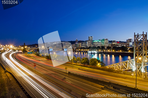 Image of Portland Oregon City Freeway Light Trails