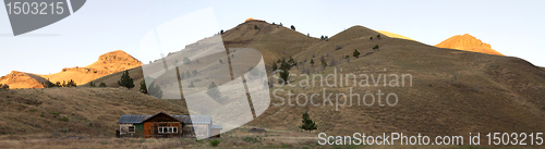 Image of Sunrise Over Desert Farmland Panorama