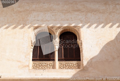 Image of Arched window in Alhambra palace in Granada, Spain