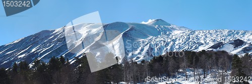 Image of Snow peak of Etna volcano, Sicily, in winter