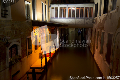 Image of Canal at night in Venice