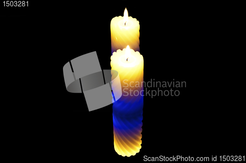 Image of Color candle. reflection