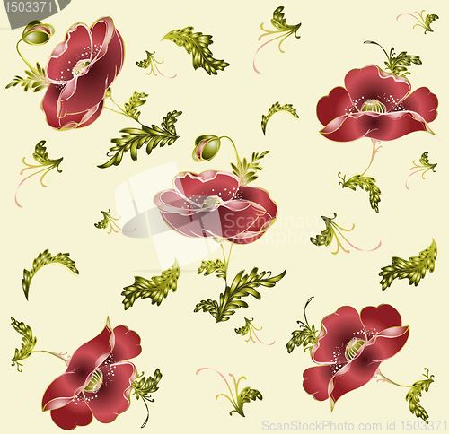Image of Seamless background from a flowers ornament, fashionable modern wallpaper or textile.   Illustration poppy.