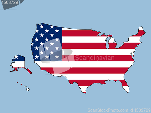 Image of USA flag in map