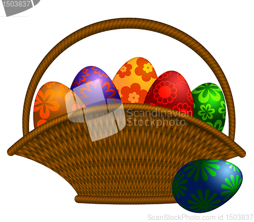 Image of Basket of Easter Day Eggs Illustration