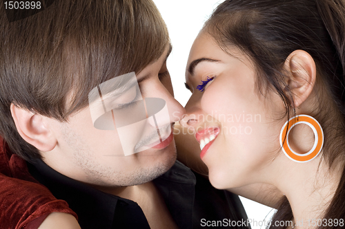 Image of Portrait of the beautiful young couple. Isolated
