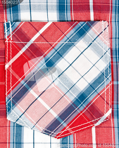 Image of red and blue checkered background pocket.