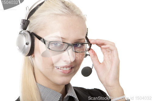 Image of Business woman in headphones