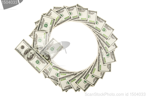 Image of Arrow of dollars on white