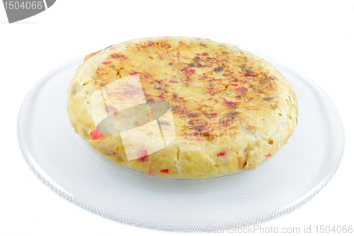 Image of peasant omelette with potatoes, onions and peppers