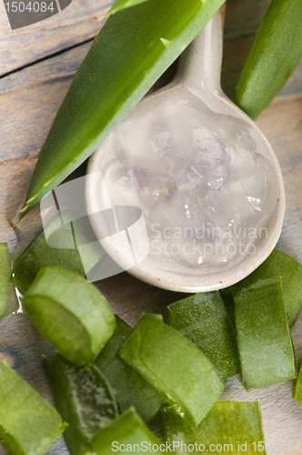 Image of aloe vera juice with fresh leaves