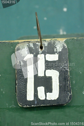 Image of number tag, fifteen