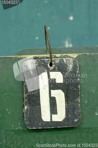 Image of number tag, six