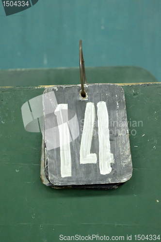 Image of number tag, fourteen