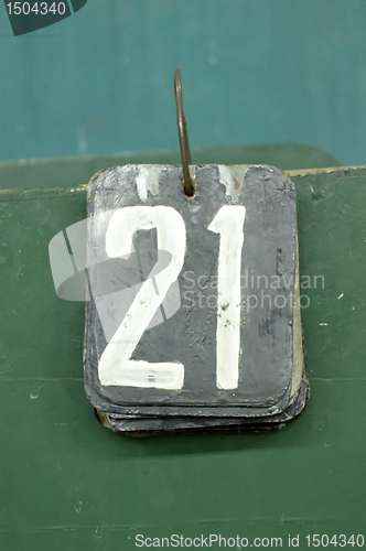 Image of number tags, twenty one