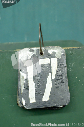 Image of number tag, seventeen