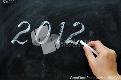 Image of Blackboard / chalkboard with a handwriting of 2012