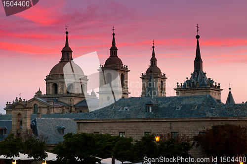 Image of San Lorenzo de El Escorial Monastery , Spain at Dusk