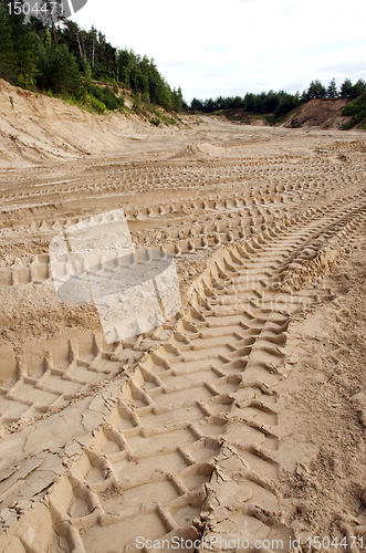 Image of Freight car wheel marks left in the sand pit