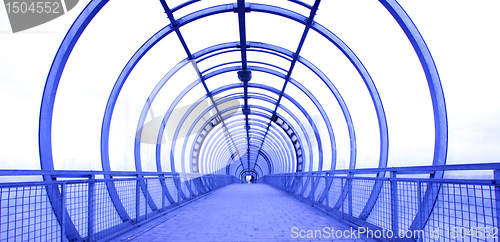 Image of blue glass corridor